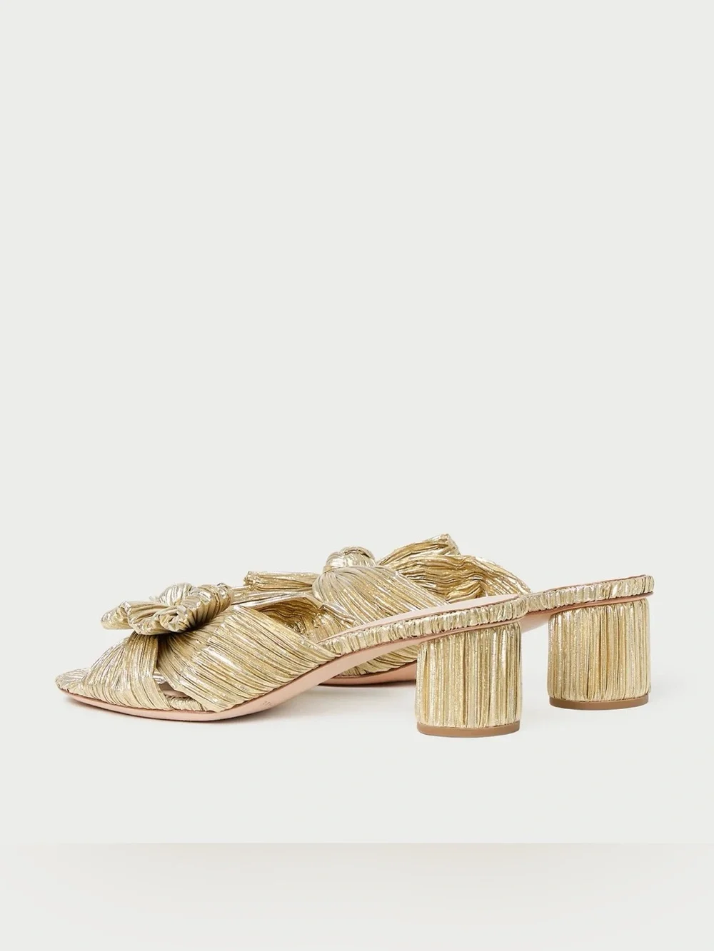 Loeffler Randall Emilia Gold Pleated Bow Heel Sz 8.5